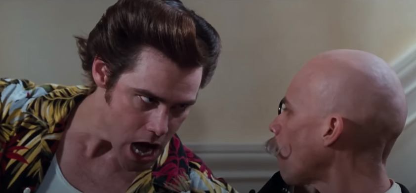Jim Carrey as Ace Ventura, a pet detective who must find the kidnapped dolphin mascot of the Miami Dolphins football team