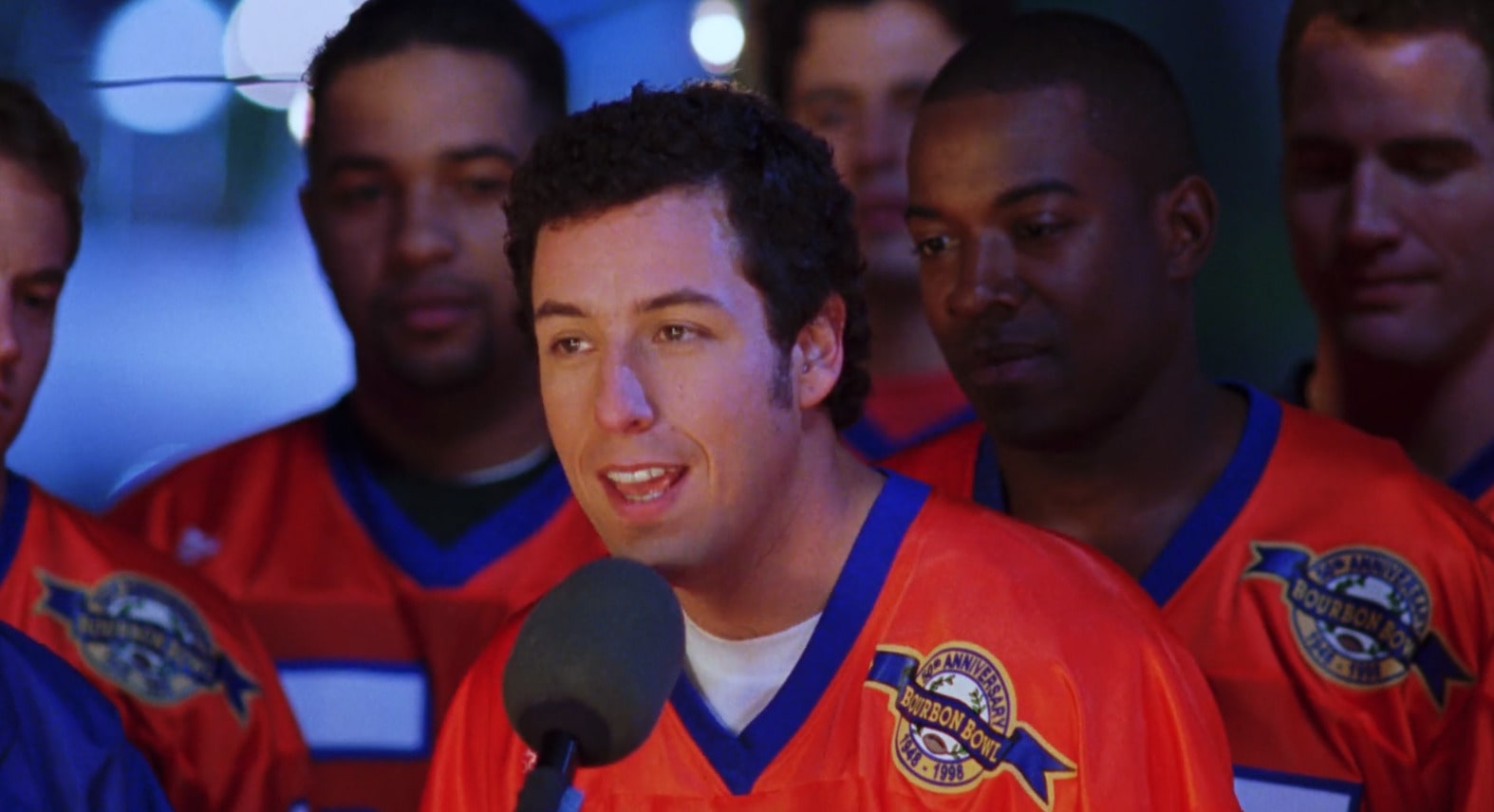 Adam Sandler as Bobby Boucher in The Waterboy movie motivating his team